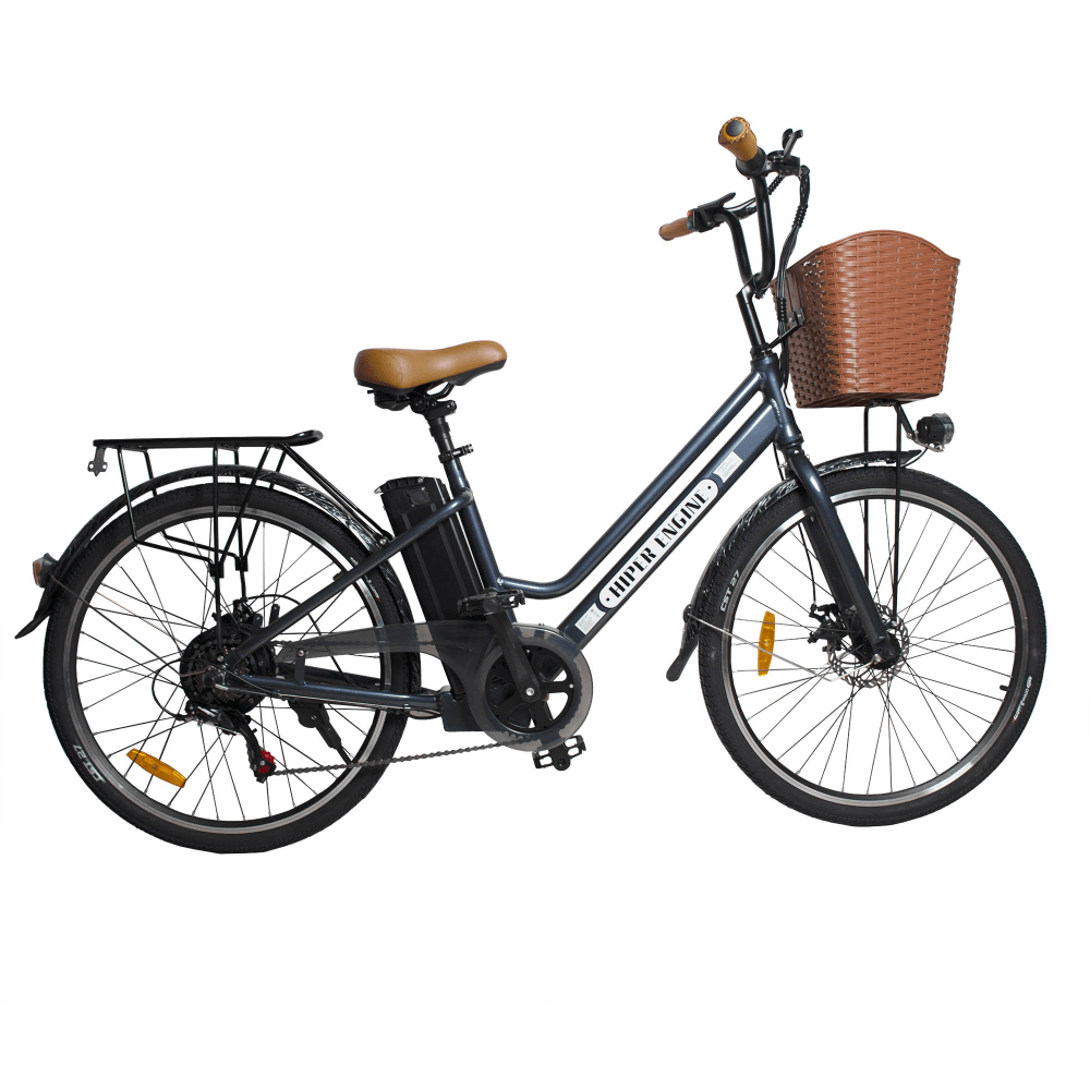 Электровелосипед HIPER Engine B67, 26" колеса, 500 Вт мотор, 624 Втч батарея, комфортная посадка, прогулочный велосипед, графитовый